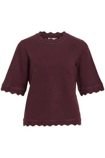 Vila Trui VINIKOLINA O-NECK 2/4 KNIT TOP - NO 14119188 Port Royale Melange