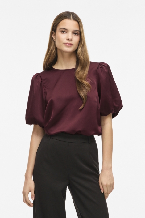 Vila bordeaux dames t-shirt | Model vooraanzicht