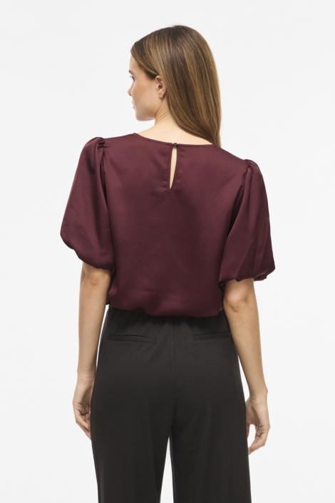 Vila bordeaux dames t-shirt | Model achteraanzicht