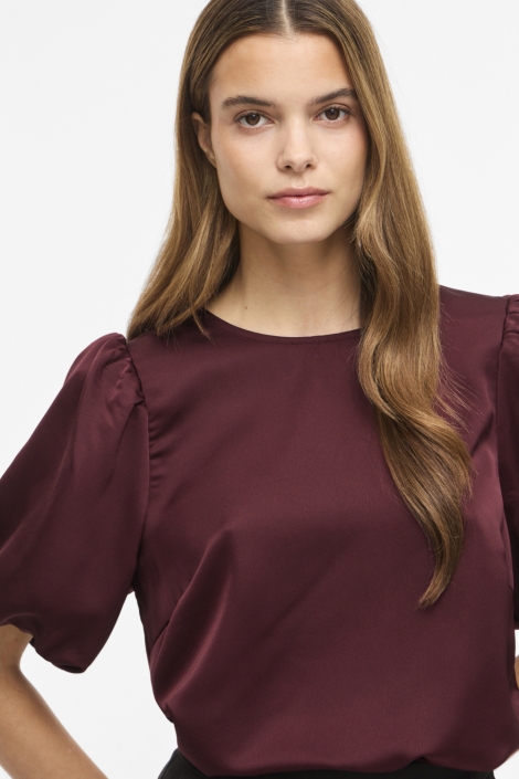 Vila bordeaux dames t-shirt | Close up