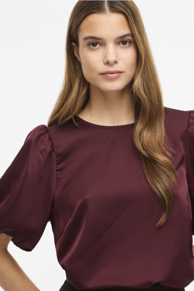Vila bordeaux dames t-shirt | Close up