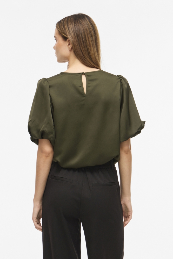 Vila groene dames t-shirt | Model achteraanzicht