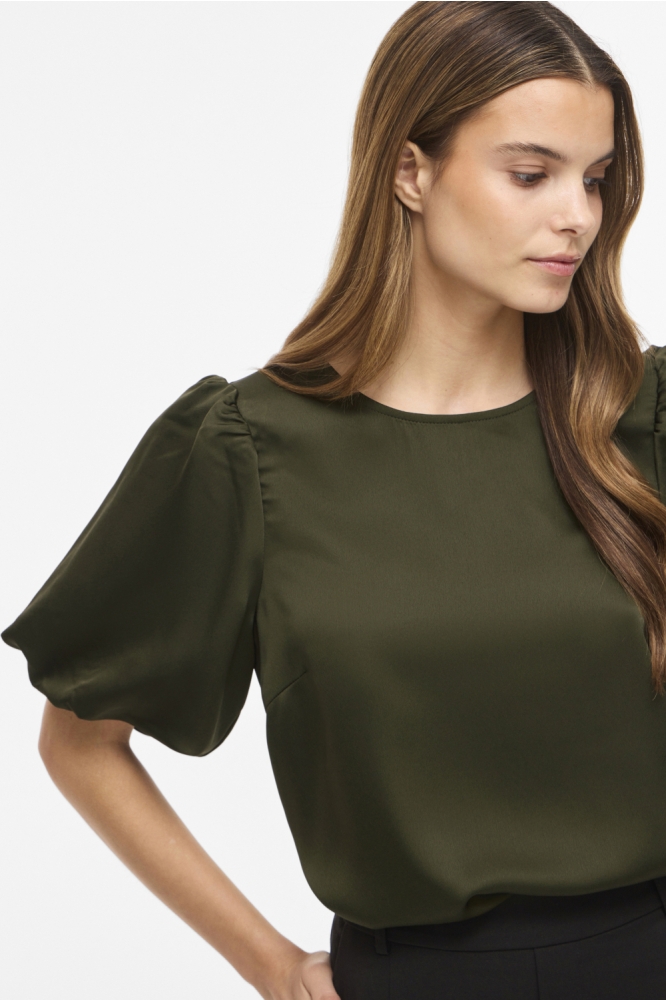 Vila groene dames t-shirt | Close up