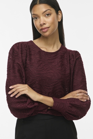 Vila Blouse VIFINA L/S O-NECK TOP - NOOS 14107438 PORT ROYALE