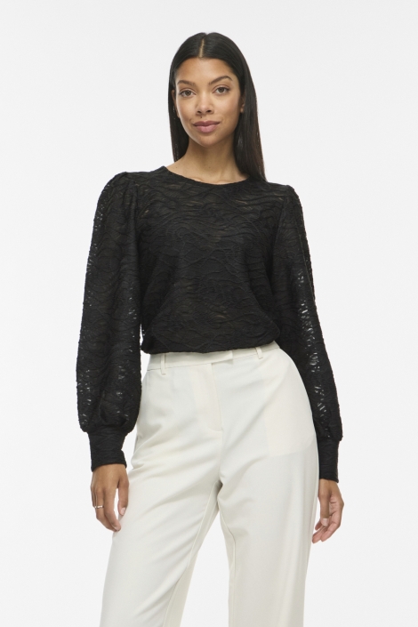 Vila zwarte dames blouse | Model vooraanzicht