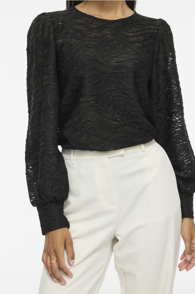 Vila zwarte dames blouse | Close up