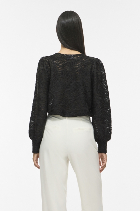 Vila zwarte dames blouse | Model achteraanzicht