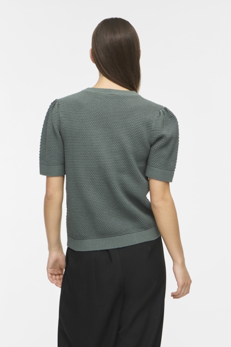 Vila groene dames t-shirt | Model achteraanzicht