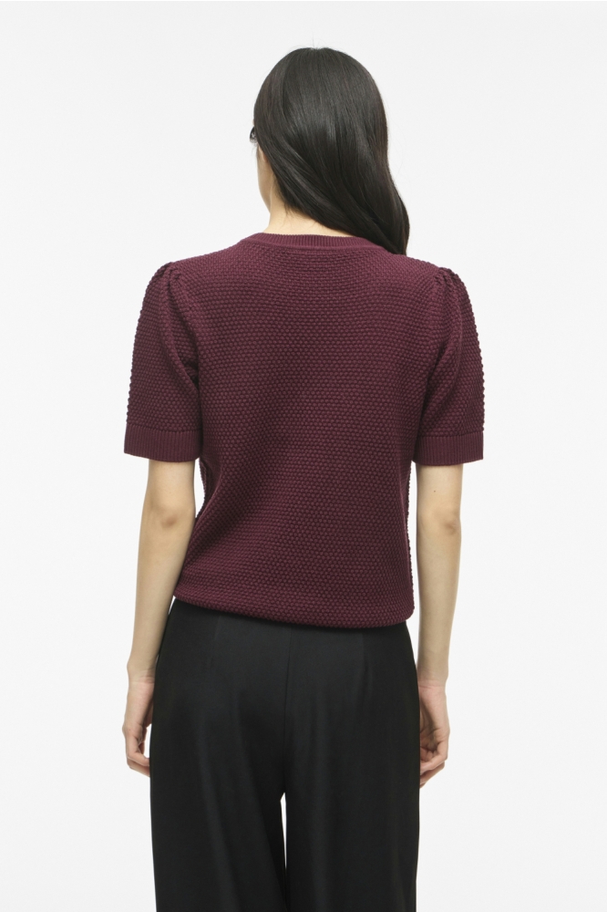 Vila bordeaux dames t-shirt | Model achteraanzicht