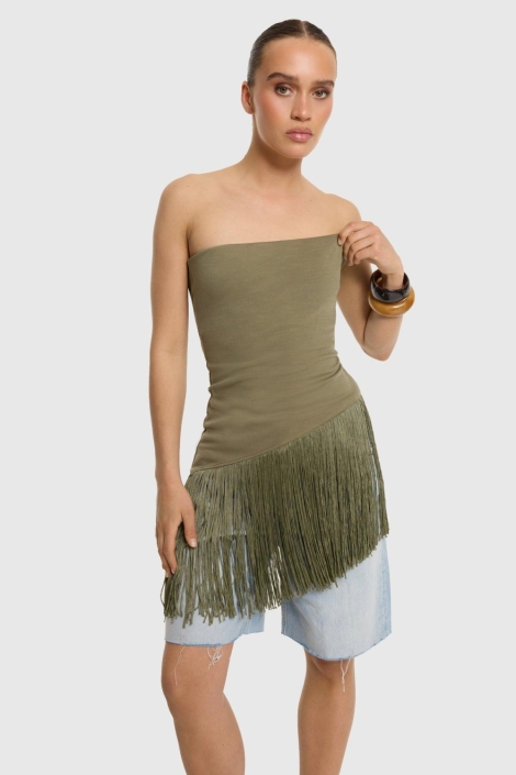 Refined Department groene dames top | Model vooraanzicht