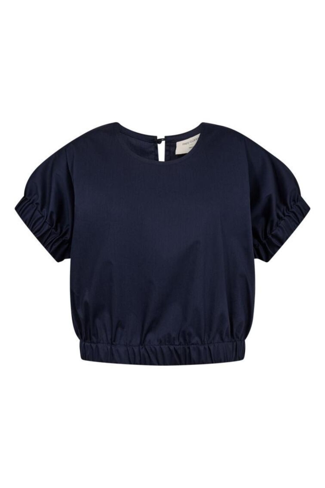 Freequent blauwe dames blouse | Vooraanzicht
