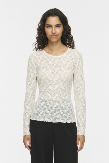Vila Top VIFAY O-NECK L/S TOP - NOOS 14119318 Egret