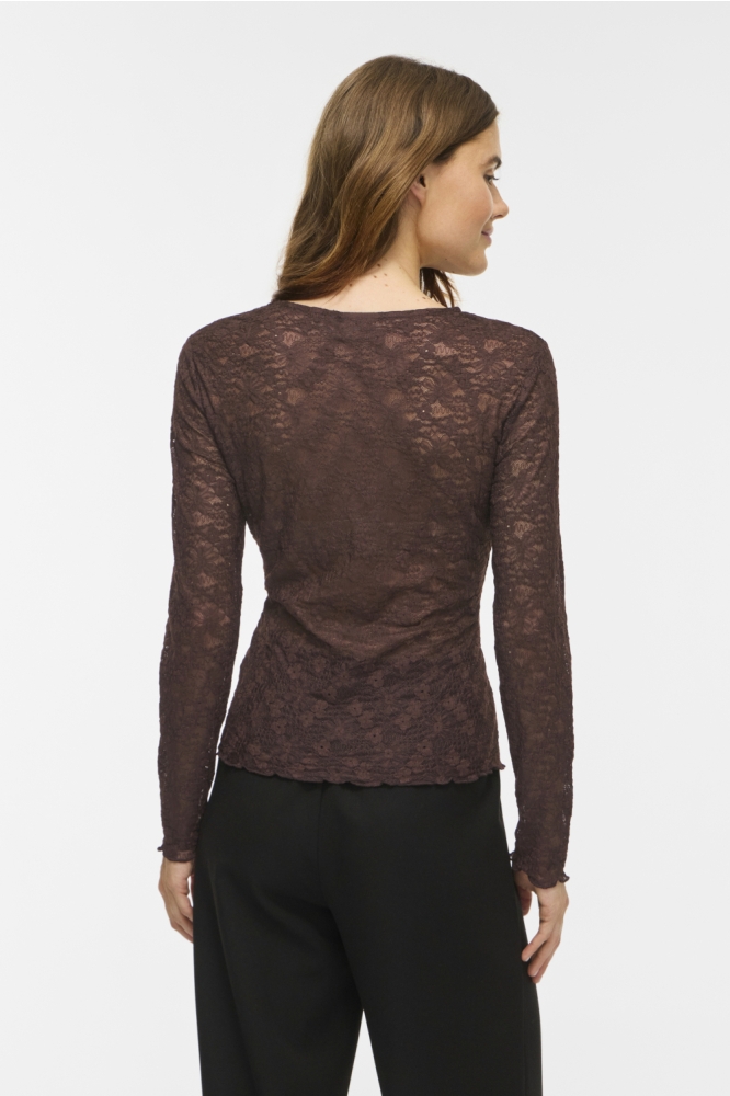 Vila bruine dames top | Model achteraanzicht