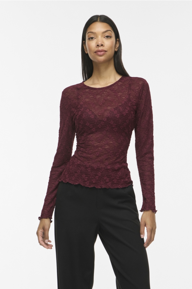 Vila bordeaux dames top | Model vooraanzicht