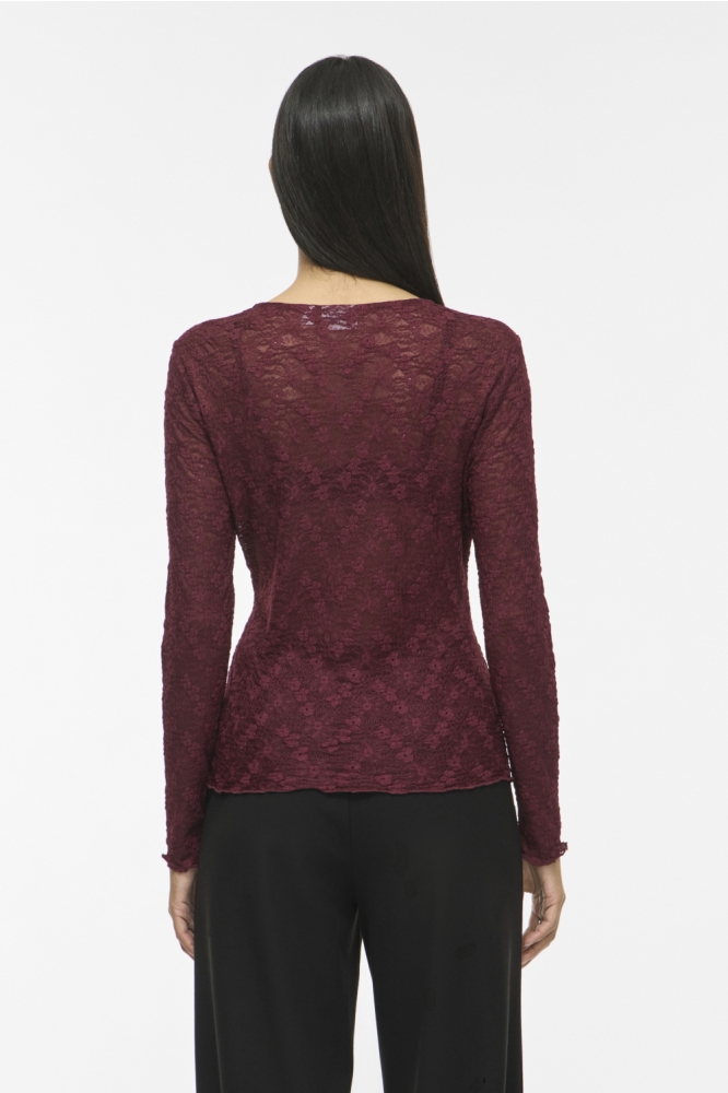 Vila bordeaux dames top | Model achteraanzicht