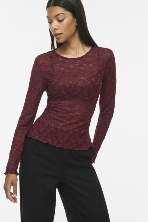 Vila bordeaux dames top | Model vooraanzicht