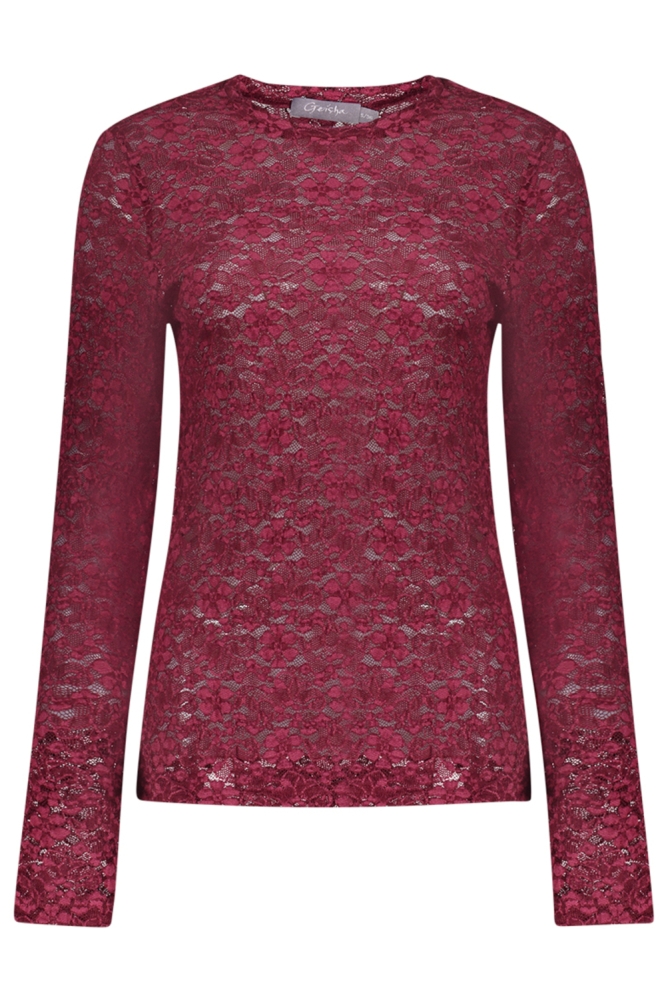 Geisha bordeaux dames t-shirt | Vooraanzicht