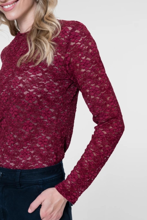 Geisha bordeaux dames t-shirt | Close up