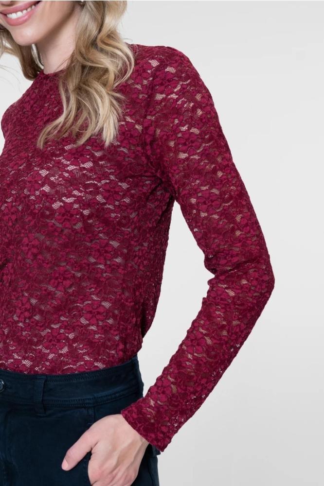 Geisha bordeaux dames t-shirt | Close up