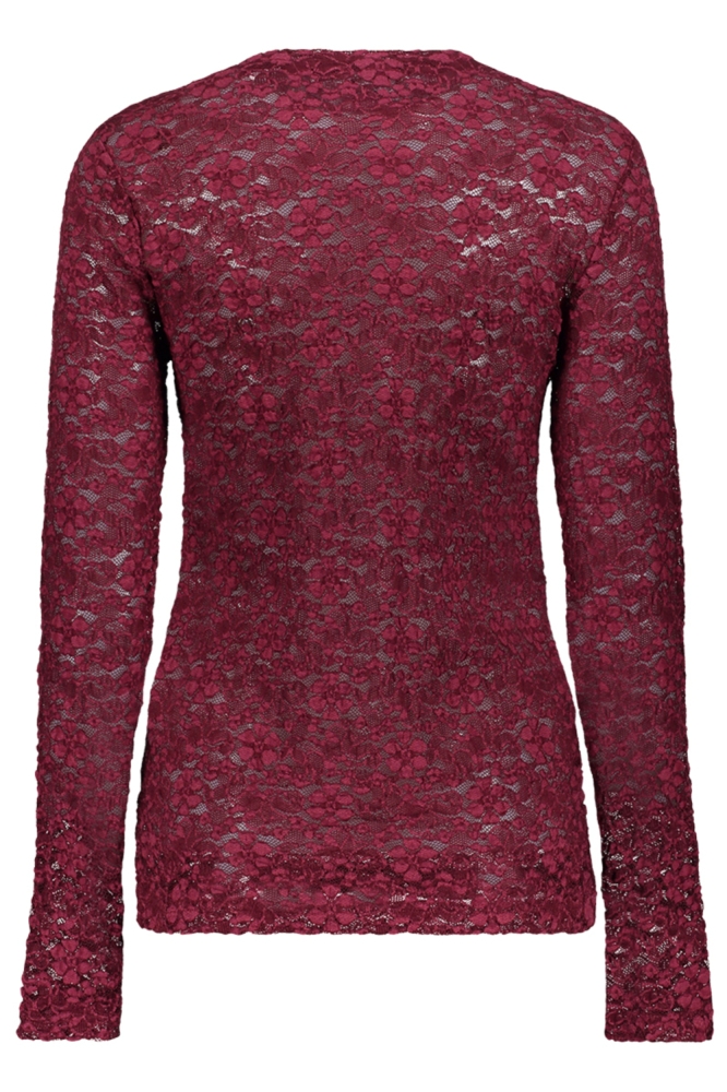 Geisha bordeaux dames t-shirt | Achteraanzicht