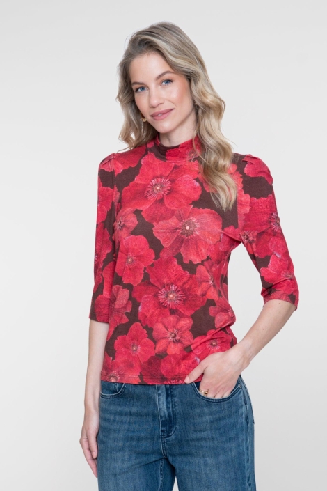 Geisha bruine dames t-shirt | Model vooraanzicht