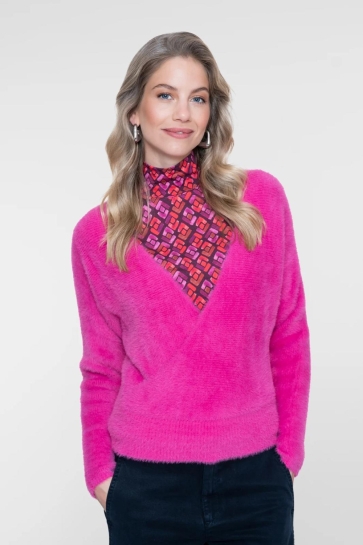 Geisha Trui OVERSLAGTOP MET ZACHTE STRUCTUUR 64512 10 FUCHSIA