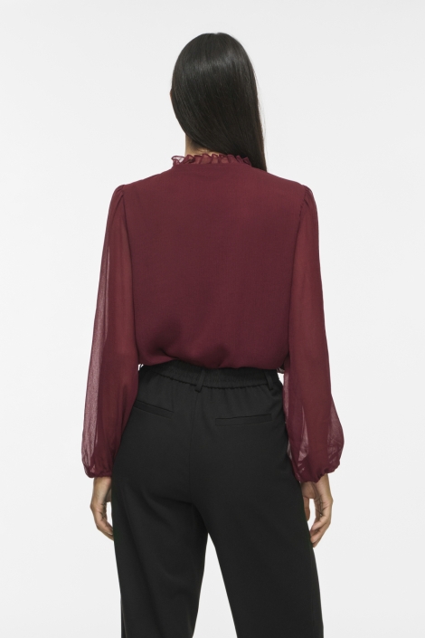Vila bordeaux dames blouse | Model achteraanzicht