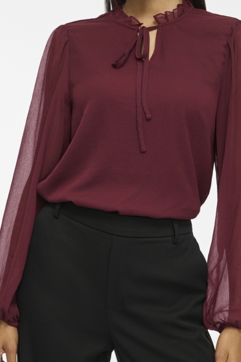Vila bordeaux dames blouse | Close up