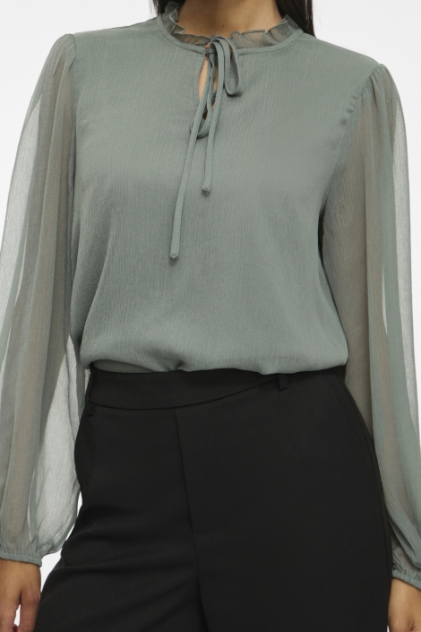 Vila groene dames blouse | Close up