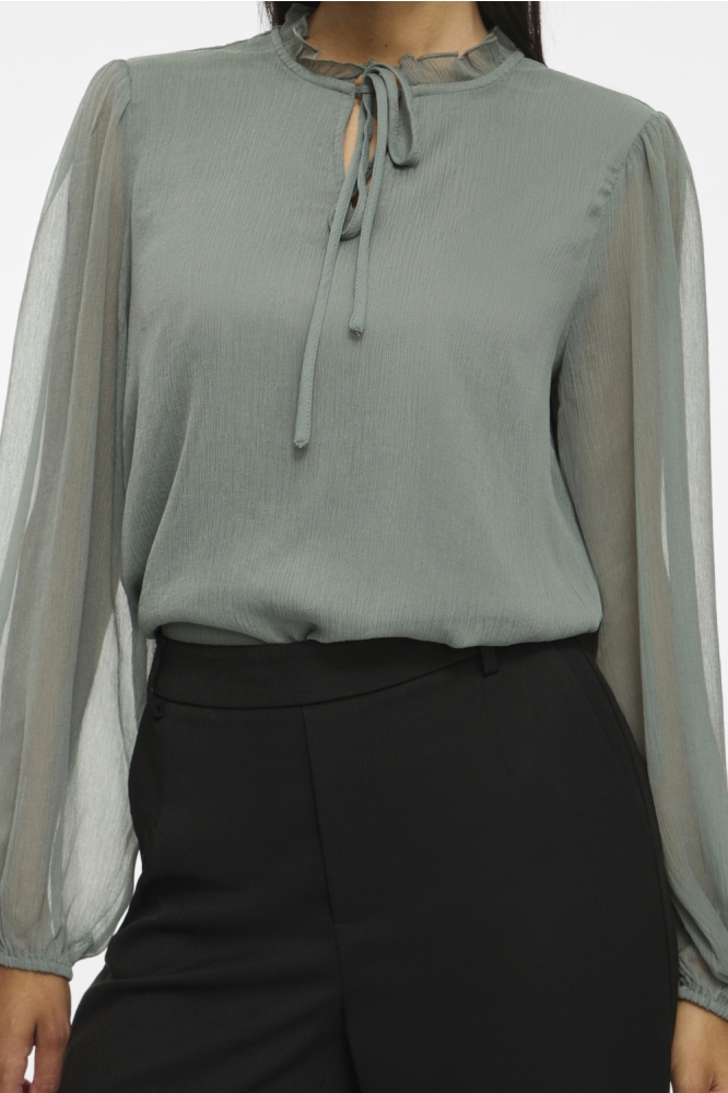 Vila groene dames blouse | Close up