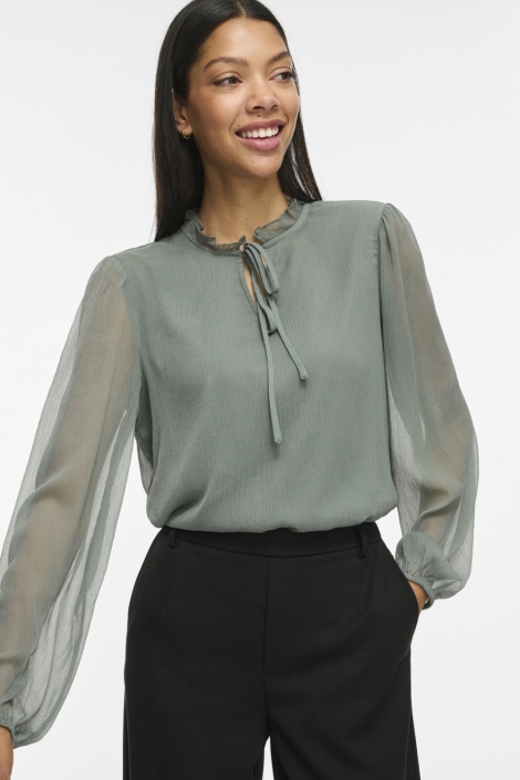 Vila groene dames blouse | Close up