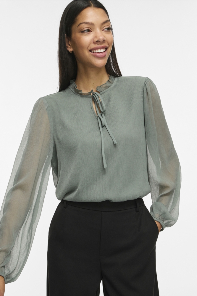 Vila groene dames blouse | Close up