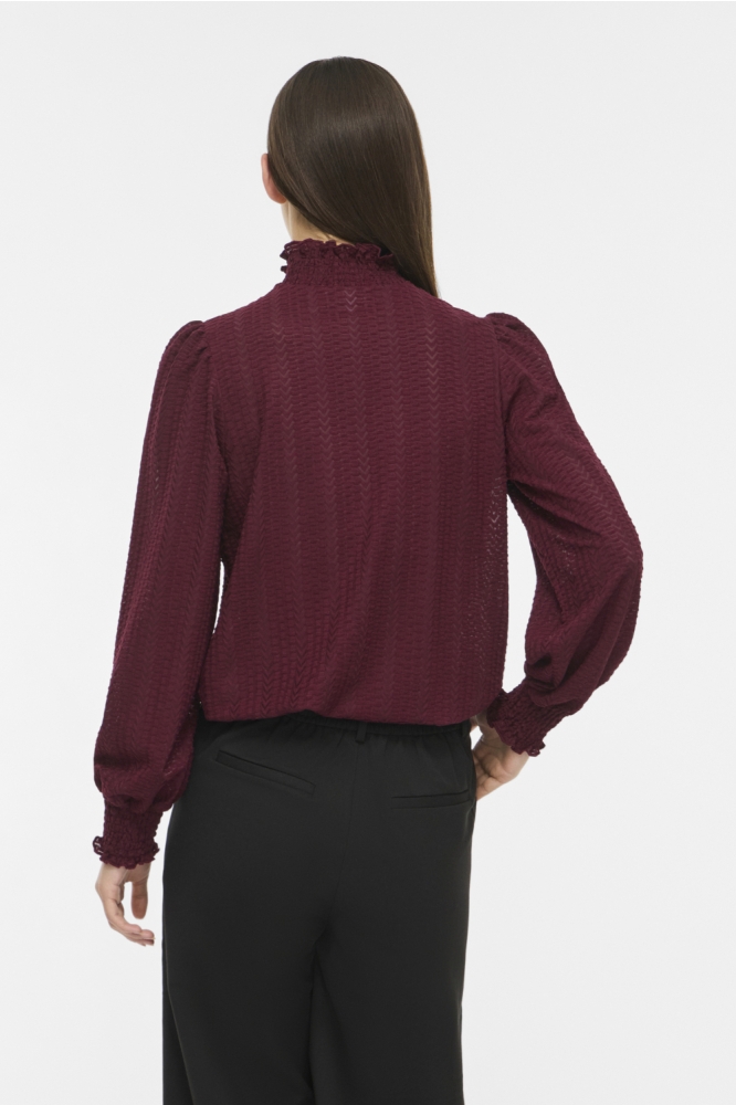Vila bordeaux dames t-shirt | Model achteraanzicht