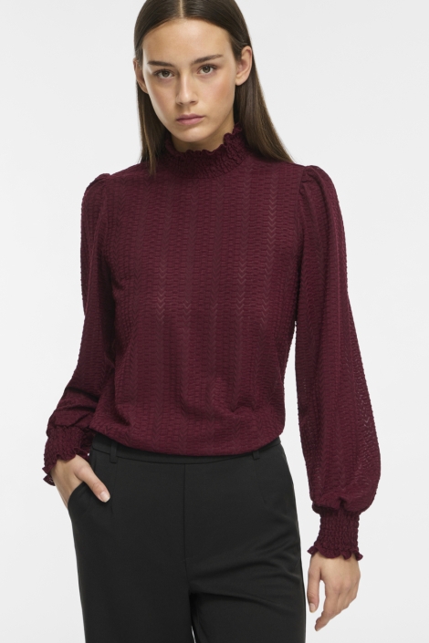 Vila bordeaux dames t-shirt | Model vooraanzicht