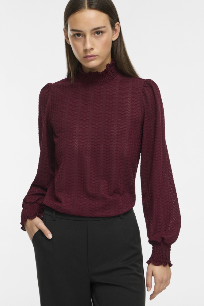 Vila bordeaux dames t-shirt | Model vooraanzicht