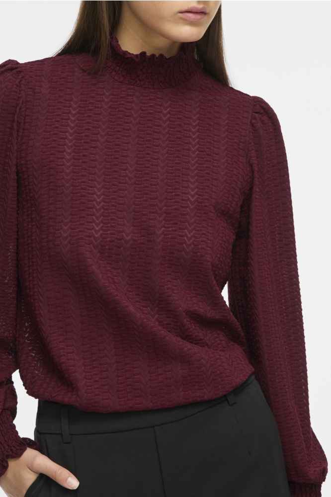 Vila bordeaux dames t-shirt | Close up
