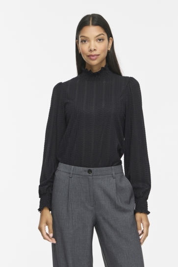 Vila vilyri l/s smock top - noos Zwart