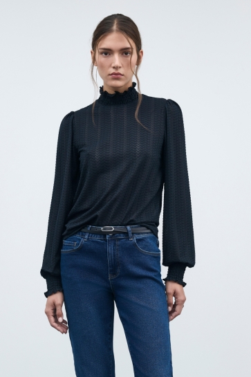 Vila T-shirt VILYRI L/S SMOCK TOP - NOOS 14115724 Black Beauty
