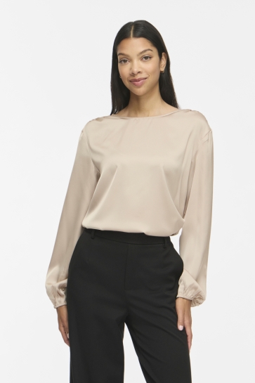 Vila T-shirt VIENNA RAVENNA L/S O-NECK TOP 14117303 Cement