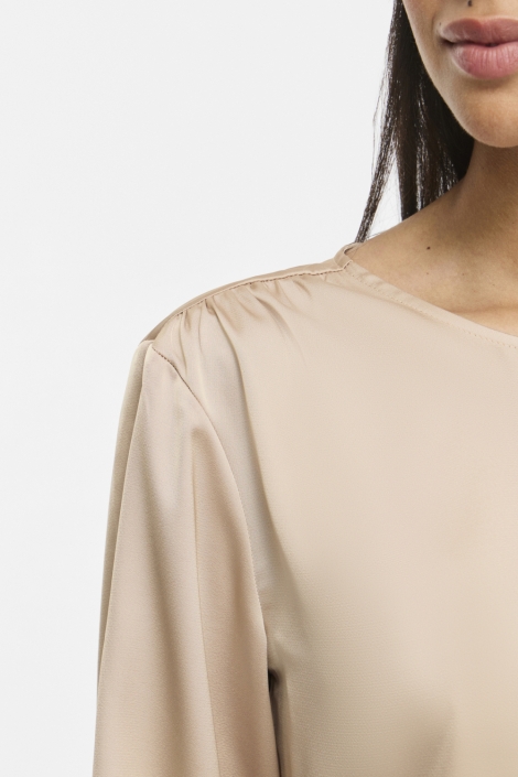 Vila beige dames t-shirt | Close up