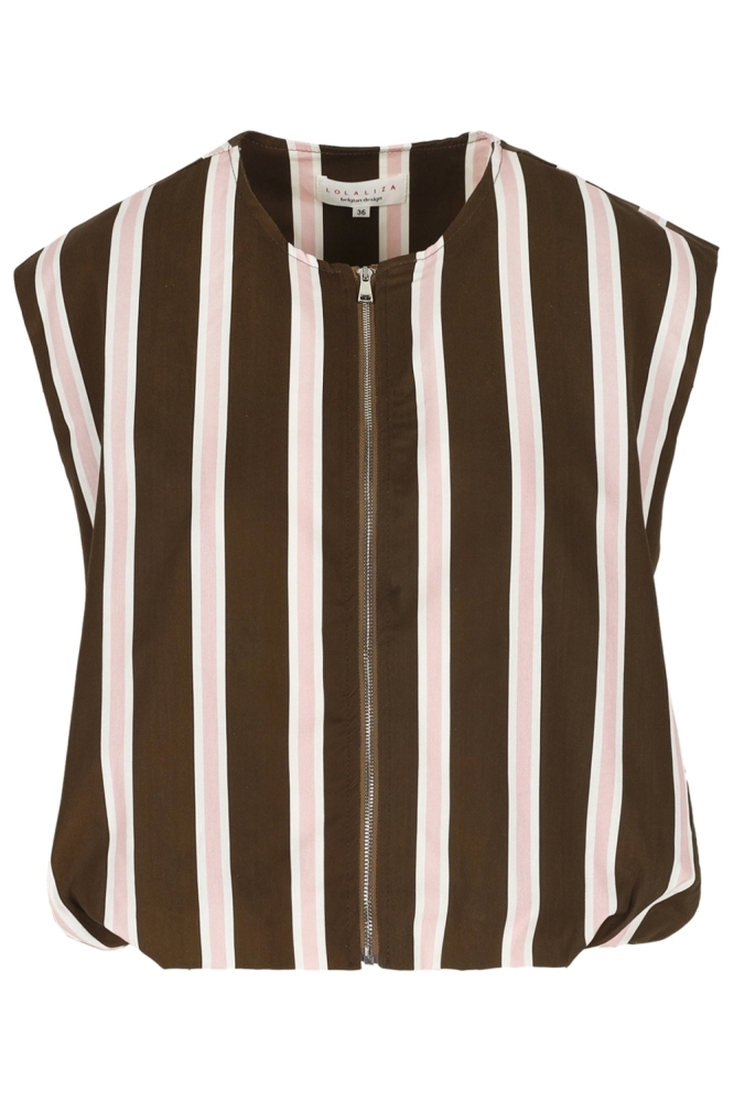 LolaLiza bruine dames gilet | Vooraanzicht