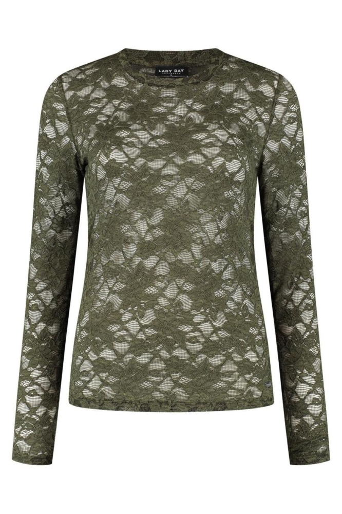 Lady Day groene dames top | Vooraanzicht