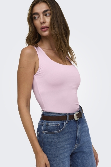 Only roze dames top | Model vooraanzicht