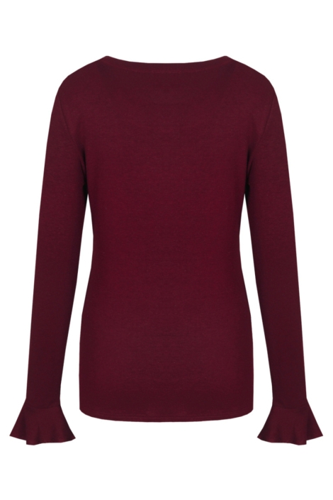 C&S The Label bordeaux dames trui | Achteraanzicht