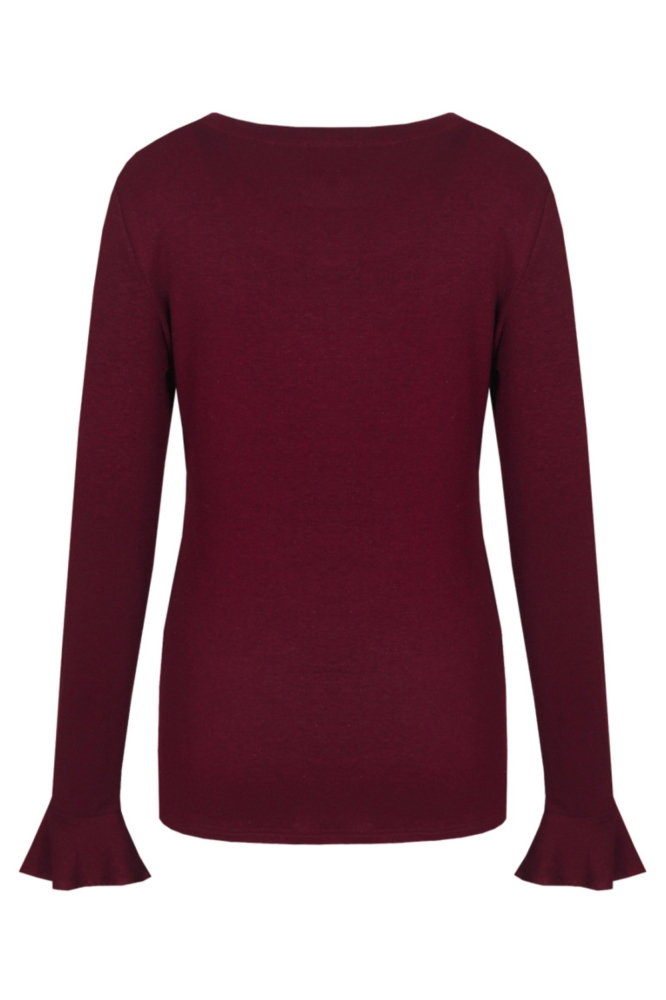 C&S The Label bordeaux dames trui | Achteraanzicht
