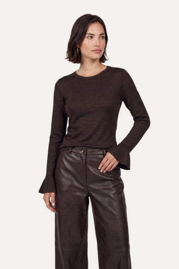 C&S The Label T-shirt TATUM TOP 26WQH08 514 Dark Chocolate