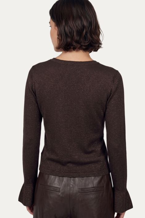 C&S The Label bruine dames t-shirt | Model achteraanzicht