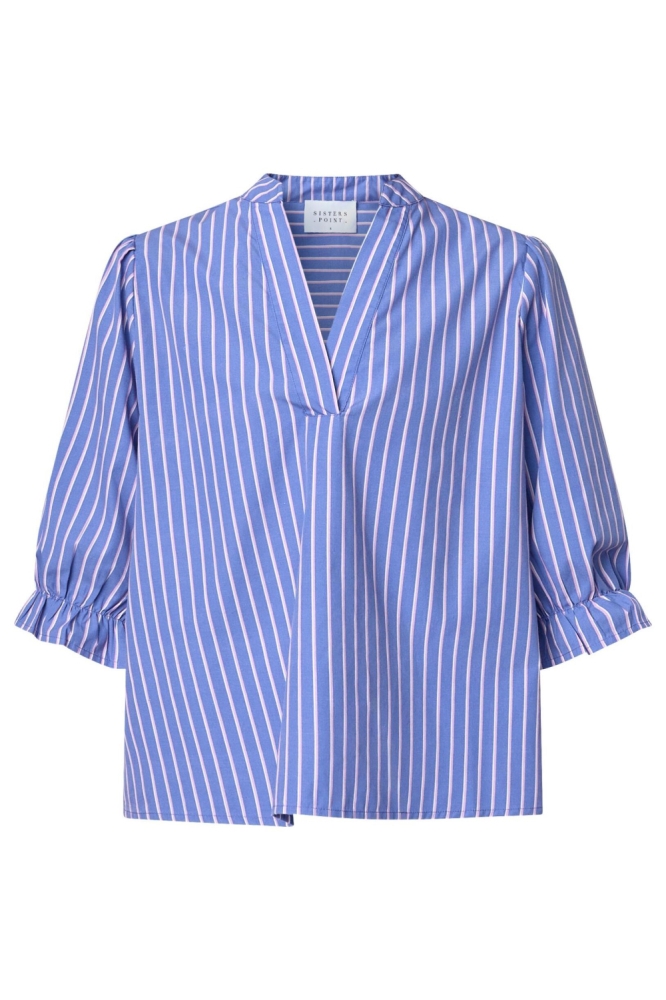 SisterS point blauwe dames blouse | Vooraanzicht