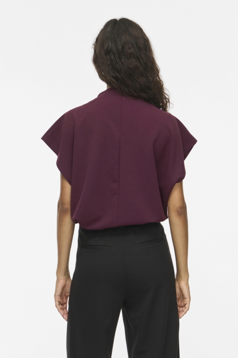 Vila bordeaux dames t-shirt | Model achteraanzicht