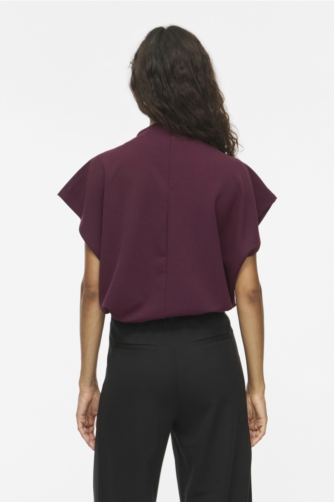 Vila bordeaux dames t-shirt | Model achteraanzicht